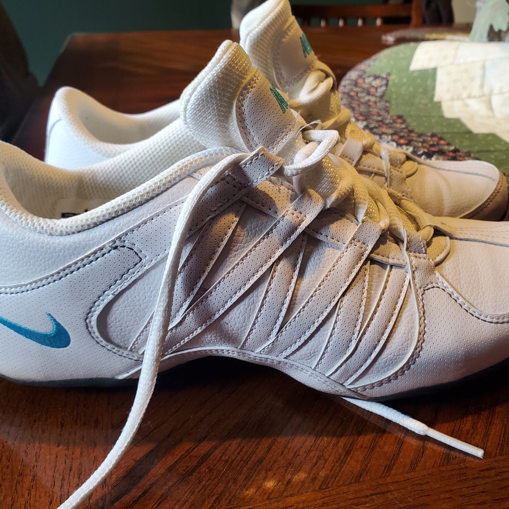 Nike White and Teal Athletic Shoes
